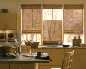 Natural textures of woven woods shades are one of this year's interior design trends.