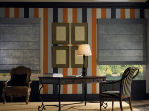 Stripped Wallpaper with Designer Studio™ Roman Shades